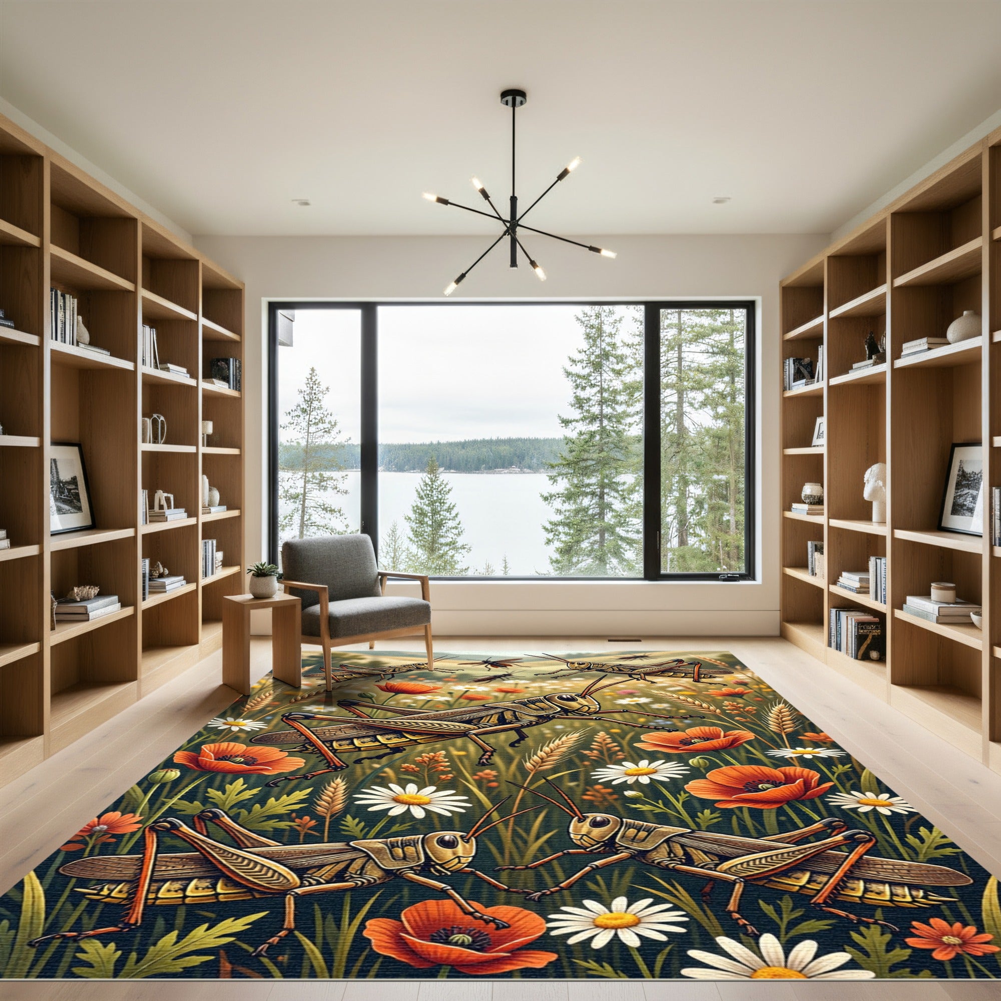 Golden Grasshopper Meadow with Wildflowers Rug