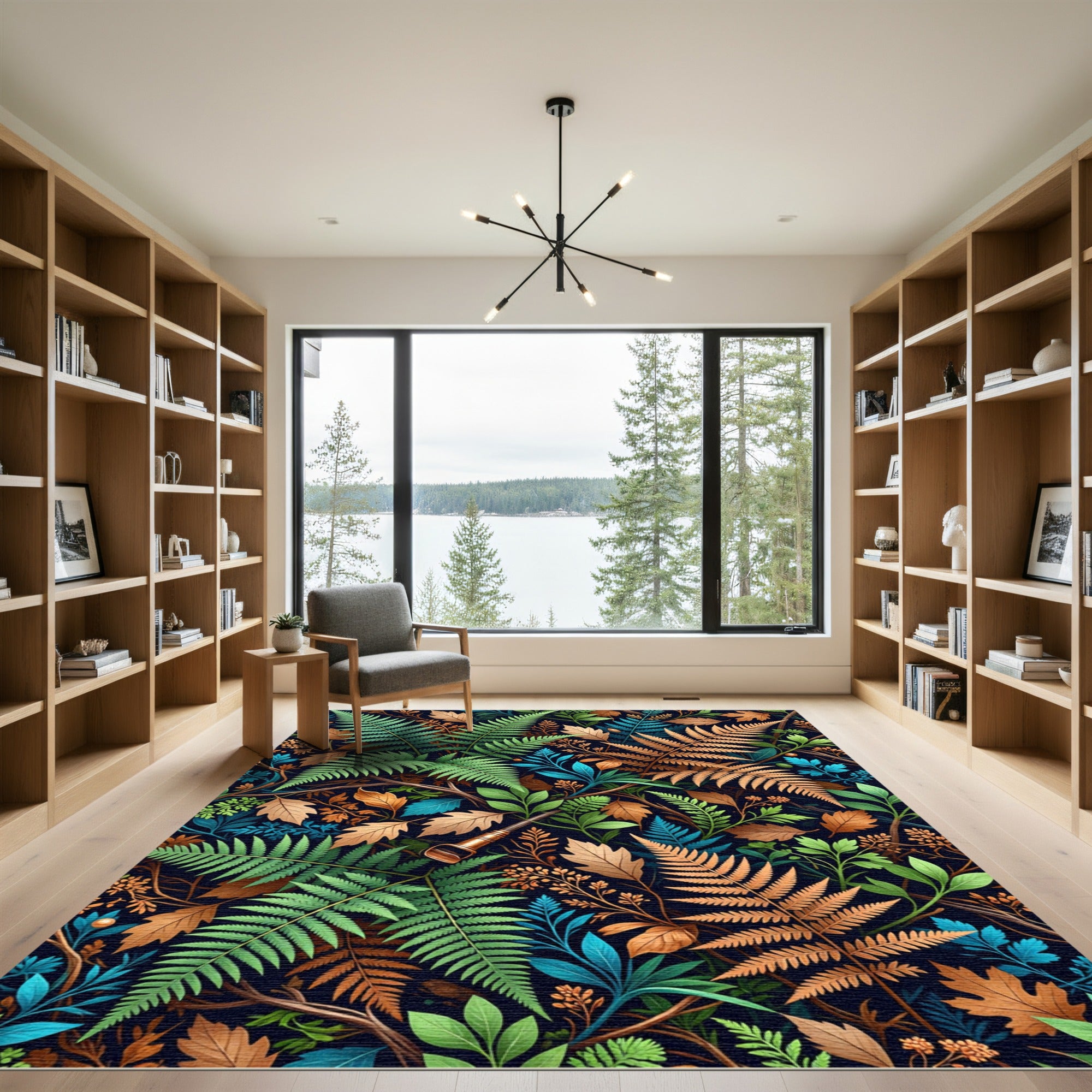 Lush Tropical Fern Forest Floor Rug