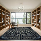 Dark Silver Maze Raven Court Rug