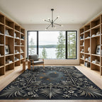 Ornate Silver Floral Monochromatic Damask Filigree Rug