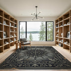 Antique Gray Ornate Sun Medallion Rug