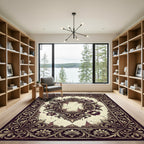 Ornate Gold Floral Medallion Rug