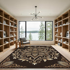 Ornate Golden Star Floral Medallion Rug