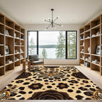 Tiger Leopard Rose Brown Medallion Rug