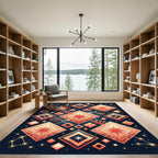 Celestial Orange Diamond Constellation Rug