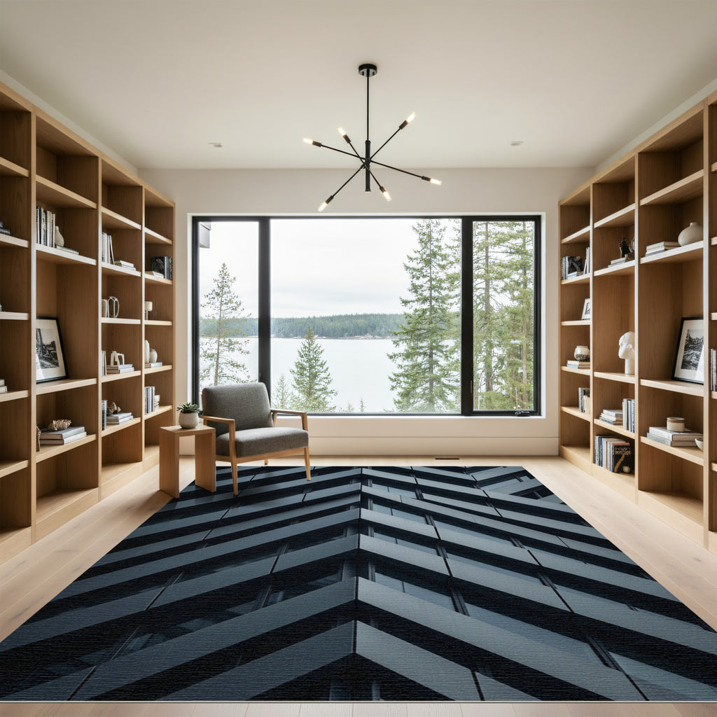 Sharp Gray Architectural Angular Chevron Rug