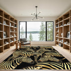 Bold Black Gold Zebra Herd Illustration Rug