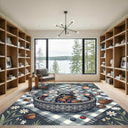 Whimsical Picnic Mice with Acorn Berries Rug