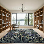 Serene Blue Iris Botanical Garden Rug