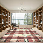 Rustic Red Distressed Plaid Rug