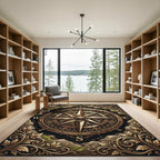 Gilded Ornate Compass Bronze Medallion Rug