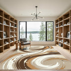Sophisticated Earthy Tone Abstract Swirl Rug