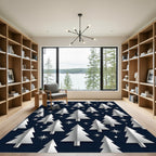 Minimalist Silver Fir Forest Night Rug