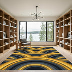 Layered Golden Arc Abstract Rug