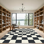 Black White Checkerboard Grid Rug