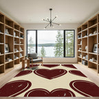 Dark Crimson Interlocking Heart Illustration Rug