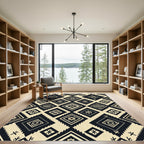 Monochromatic Geometric Tribal Diamond Area Rug