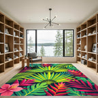 Lush Tropical Foliage Vibrant Botanical Rug