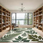 Lush Botanical Forest Fern Foliage Rug