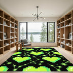Neon Pixel Heart Celestial Constellation Rug