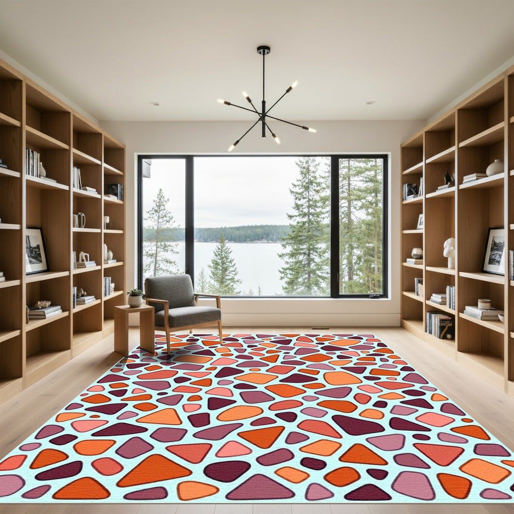 Abstract Organic Shapes Terracotta Rug