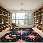 Celestial Orange Moon Starry Night Rug