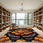 Spooky Halloween Pumpkins and Bats Rug