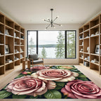Blush Pink Roses Garden Close Up Rug