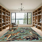 Australian Wildlife Botanical Teal Rug