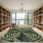 Lush Green Botanical Fern Rug