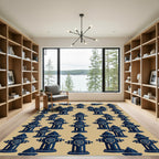 Navy Blue Industrial Hydrant Grid Rug
