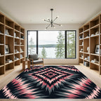 Bold Pink and Gray Geometric Ikat Rug