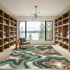 Earth Tone Abstract Topographic Swirl Rug