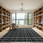 Modern Charcoal Architectural Grid Texture Rug