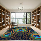 Vibrant Peacock Feather Radiance Rug
