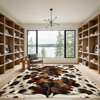 Tricolor Brown Black Cowhide Animal Texture Rug