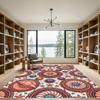 Terracotta Seashell Medallion Star Coastal Art Rug