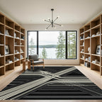 Monochrome Abstract Geometric Linear Composition Rug