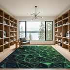 Emerald Geometric Neural Network Rug