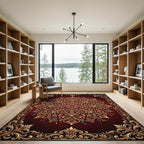 Crimson Gold Floral Medallion Ornament Rug