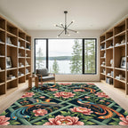 Chinoiserie Phoenix Floral Lattice Art Rug