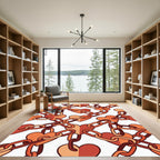 Terracotta Linked Heart Chain Graphic Rug