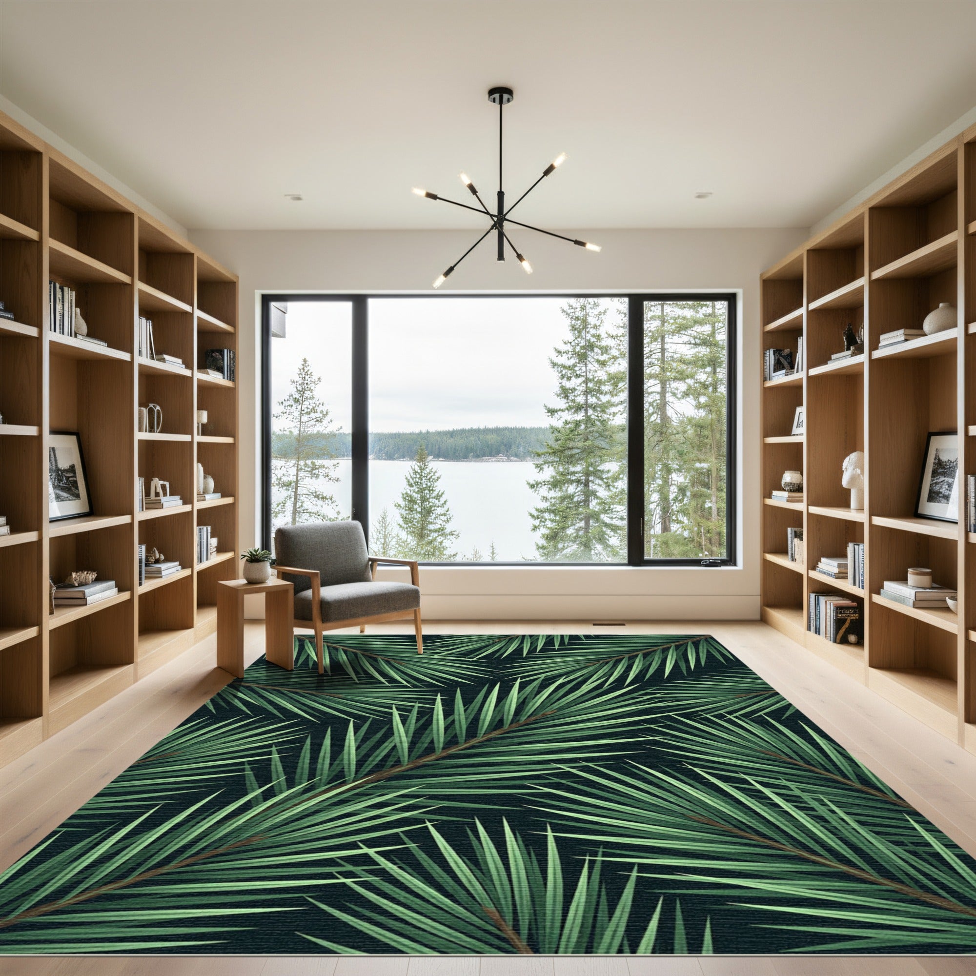 Lush Emerald Pine Needle Foliage Rug