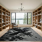 Dark Raven Ink Splatter Rug