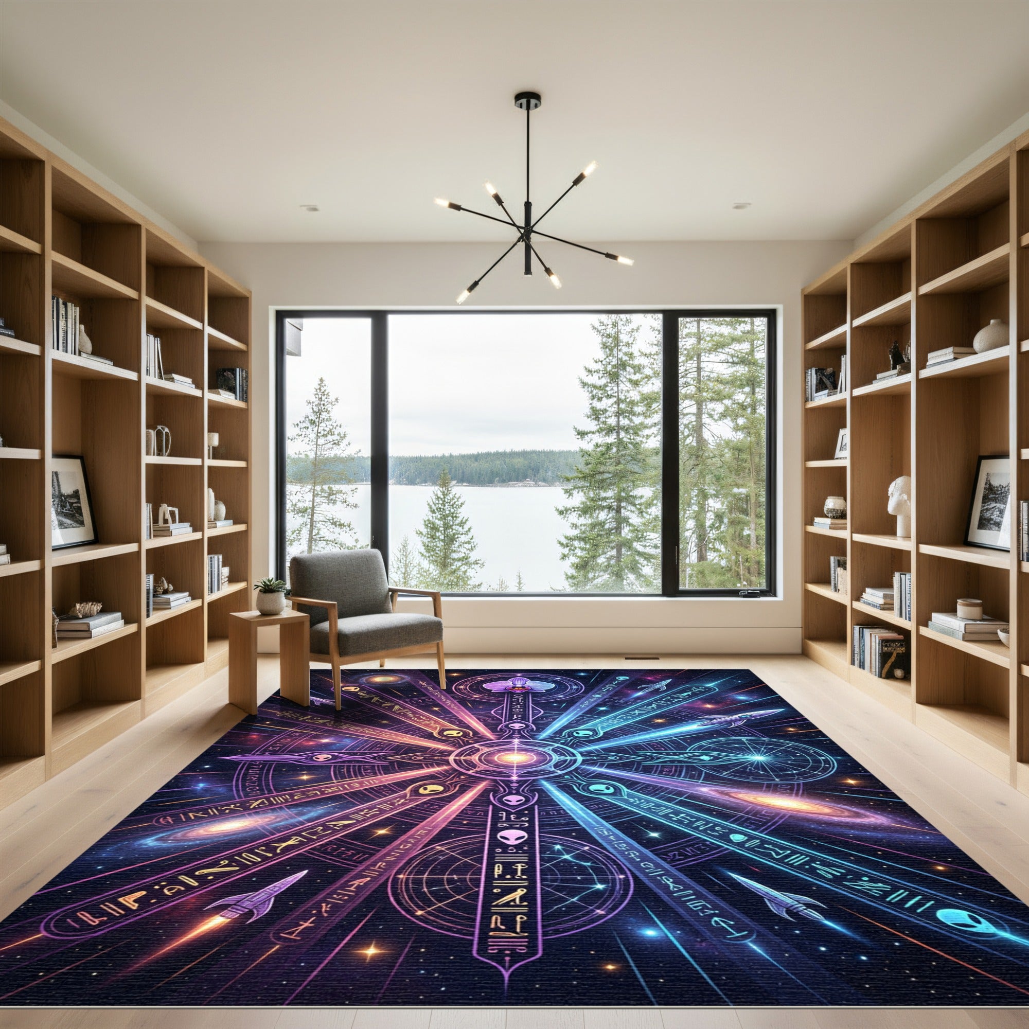 Cosmic Alien Orchid Stellar Galaxy Mandala Rug