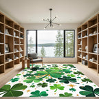 Whimsical Golden Shamrock Clover Forest Rug