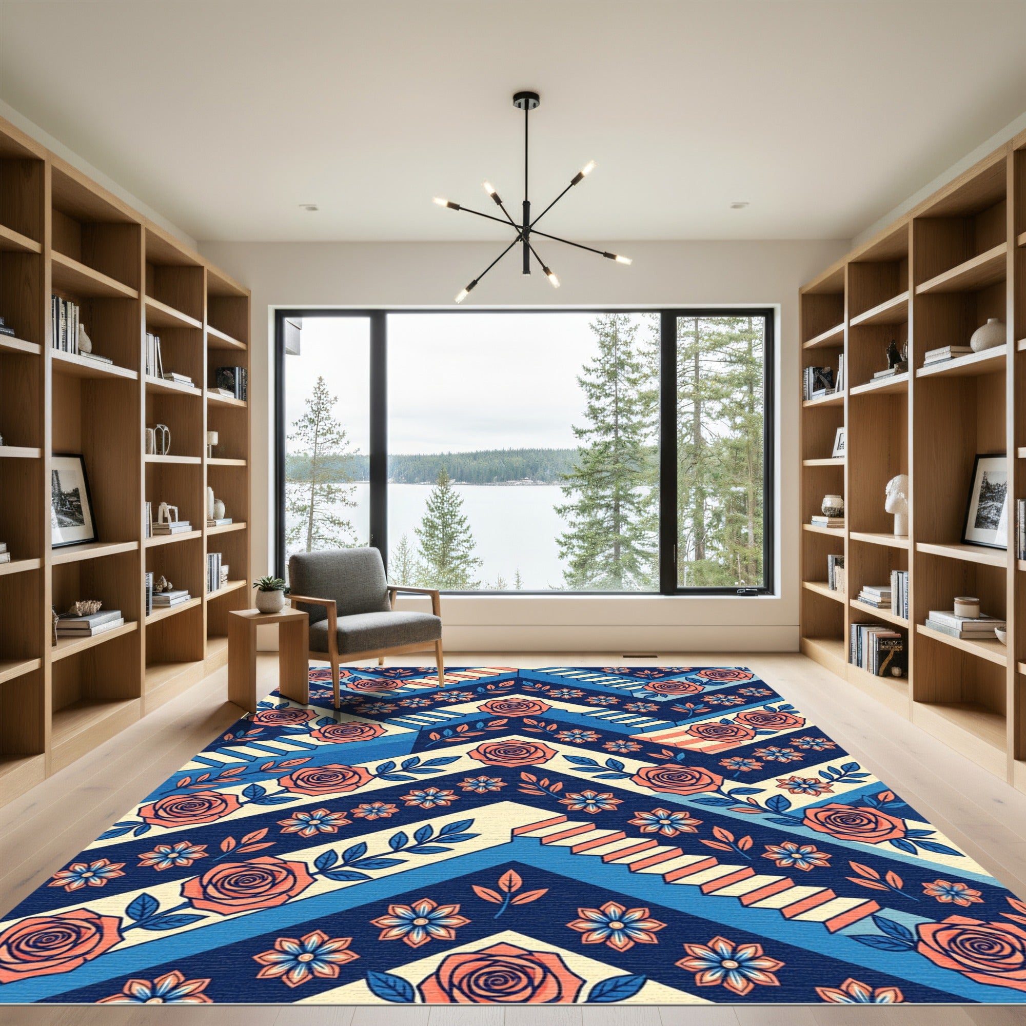 Coral Rose Staircase Chevron Rug