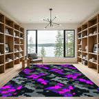 Neon Purple and Charcoal Pixel Camo Rug