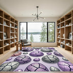 Cracked Lavender Silver Geometric Egg Arrangement Rug