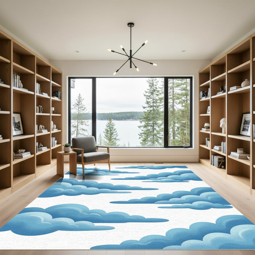 Floating Azure Cloudscape Sky Rug